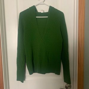 J.Crew green v-neck hooded sweater.
